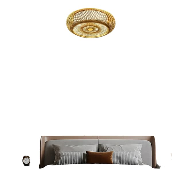 Loftlampe, Bambusdesign, Varm Diffuseret Belysning,M, Brun