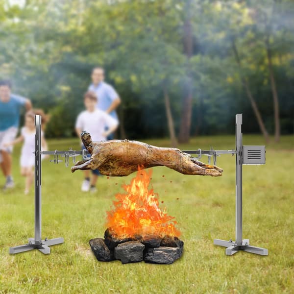 Grillrist, Rustfrit Stål, 360-Grad Rotation,Sølv