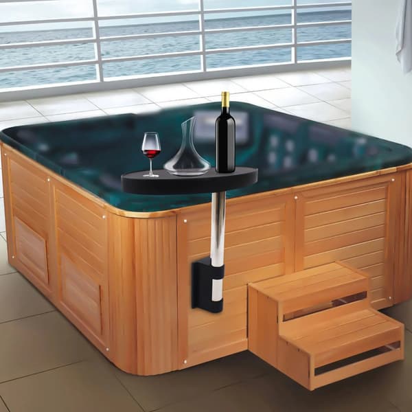 Spa Caddy Sidobord, 360° Rotation, Hållbart Rostfritt Stål,svart