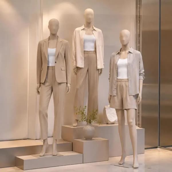 Helkropsmannequin, lavet af FRP, minimalistisk design,Beige