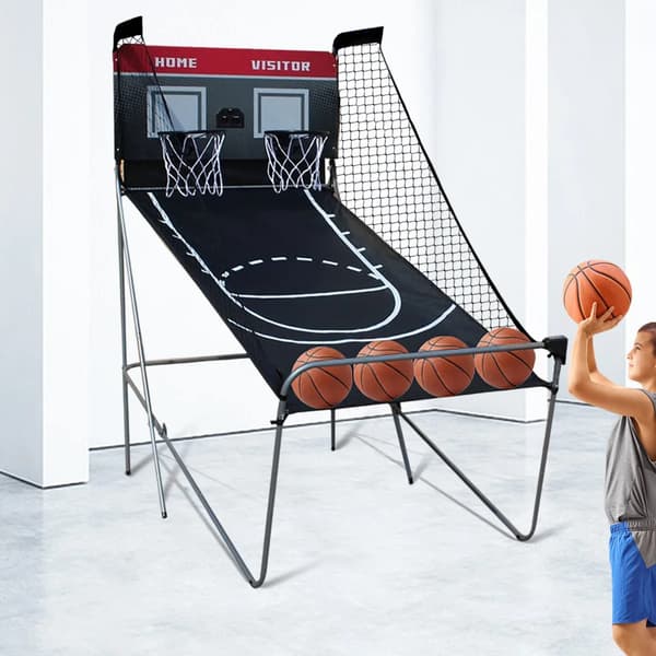 Basketball Arcade Set, Dubbel Skott, Fällbar Design,svart