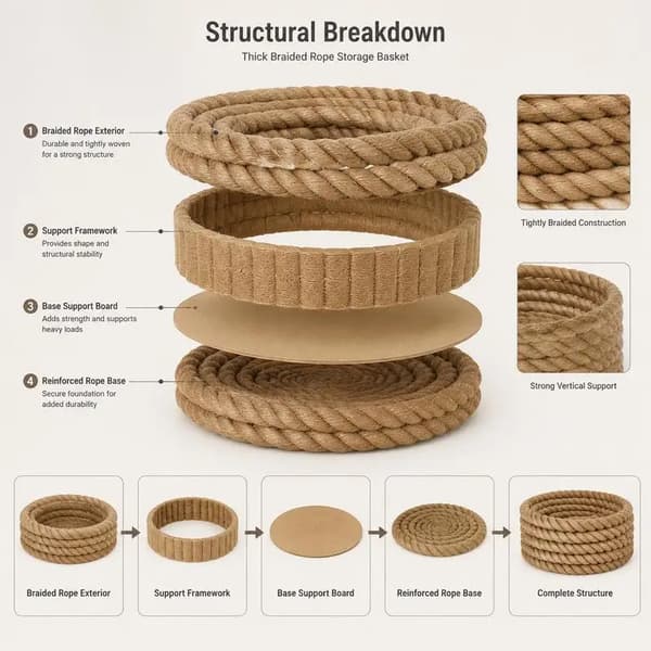 Jute Snor, 5 Meter Længde, 40 mm Tykkelse,Marron