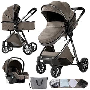 Barnvagn, 3-i-1 System, Fällbar Design,YV9-CHOKLAD