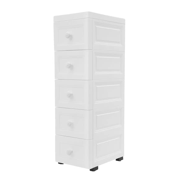 Skuffeskab, 5 Skuffer, Pladsbesparende Design,HVID