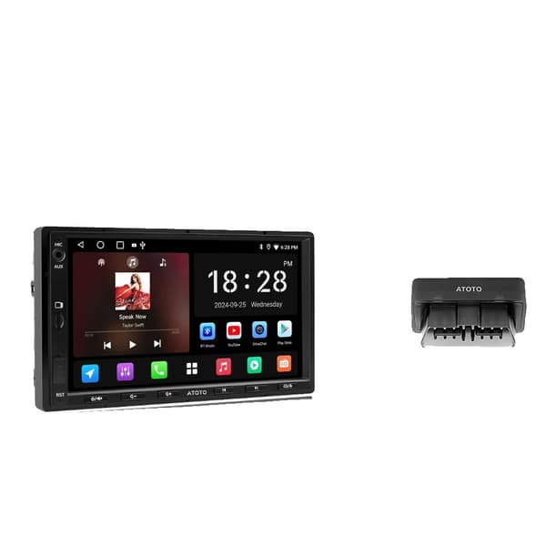 Bilstereo, Skärmstorlek, Navigationssystem,Quad Core-b, med OBD2-skanner