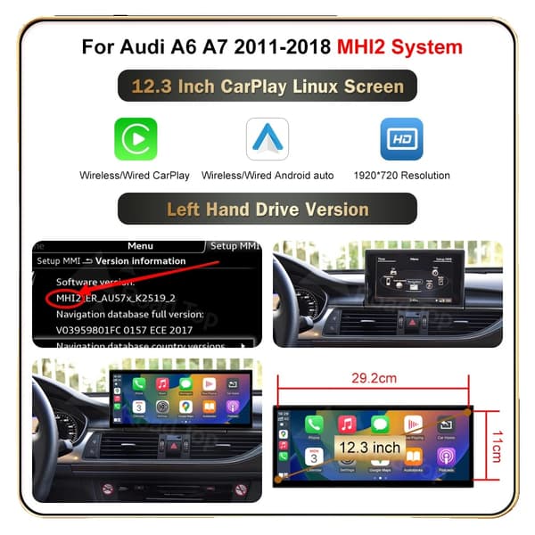Multimedia Display, Trådløs CarPlay, Android Auto Kompatibilitet,12.3 MIB2 LHD