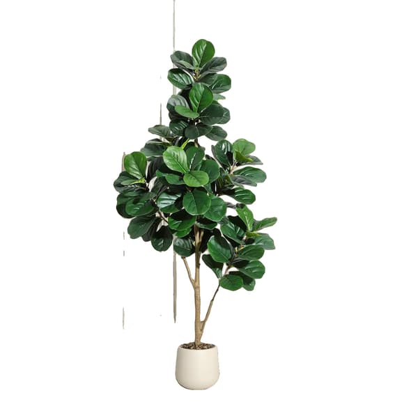 Fiddle Leaf Fig Träd, 6FT Höjd, 108 Löv, 9-tums Kruka, Viktad Cementbas, Hög Densitet PVC