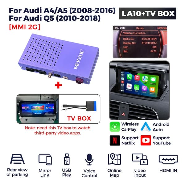 Dekoderlåda, Trådlös CarPlay, Android Auto Retrofit Kit,LA10-AD2G-TVBOX