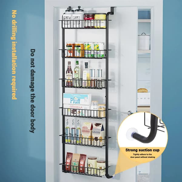 Skabdør Organizer, 6-Lags Kurve, Kraftig Design,sort