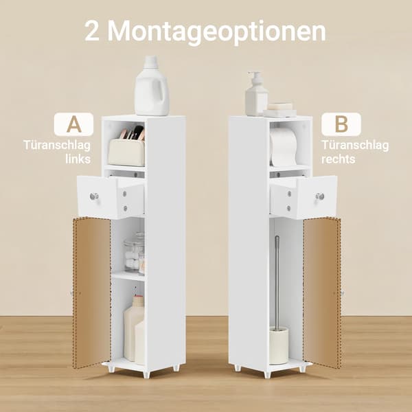 Badeværelsesskab, Kompakt Design, 3-Lags Organisation,HVID