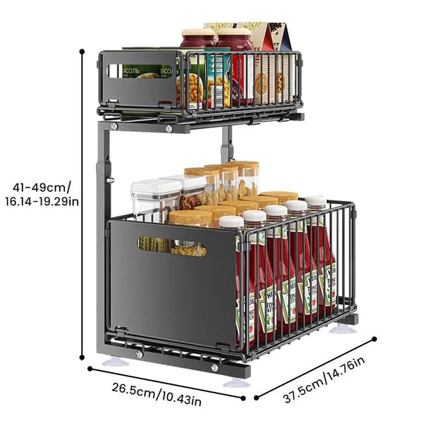 Under Disk Organisatör, 2-Lagers Design, Utdragbar Funktionalitet,Rack-B