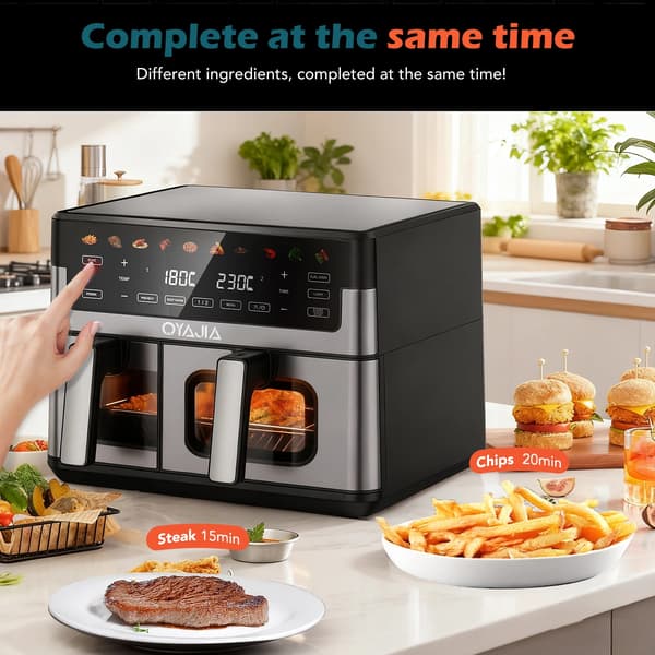 Luftfritös, Dubbelzon, 2800W Effekt,220V-240V EU-kontakt