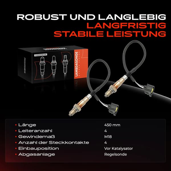 Lambda Probe Kontrol, Længde 450 mm, Gangs størrelse M18, 4 Stikforbindelser, 4 Ledninger, Kompatibilitet FORD og VOLVO
