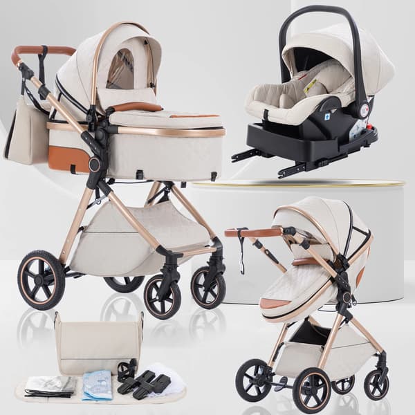 Barnevogn, Multifunktionel, Letvægts og Sammenklappelig,V82HVID-ISOFIX BASE