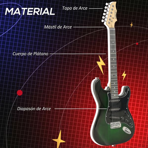 Elektrisk Guitar Sæt, Inkluderer Forstærker, Tilbehør,39 inches, sort