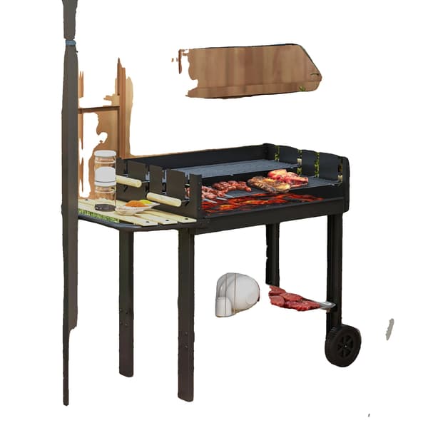 Grill, Bærbar Design, Justerbare Grillhøjder,sort