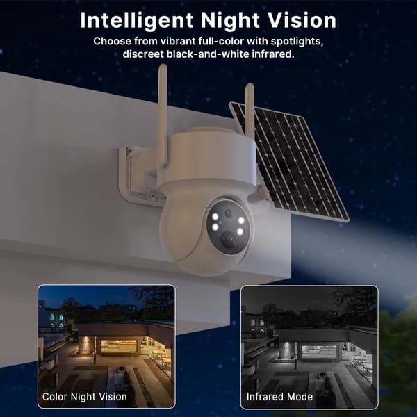 Trådløs solenergi IP-kamera, smart natvision, tovejs lyd,2PCS Kamera