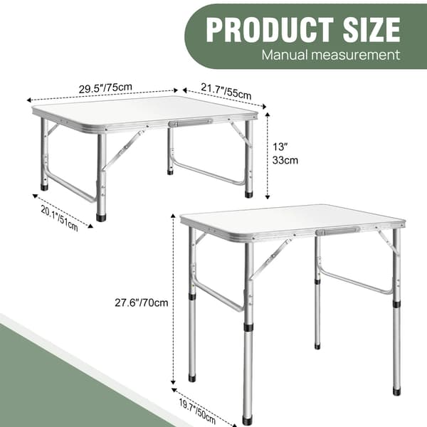 Fällbart Campingbord, Justerbar Höjd, Bärbar Design,75x55x35/60cm