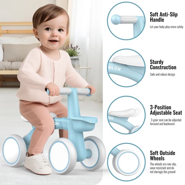 Balancecykel, Justerbart sæde, Stille hjul,Blå