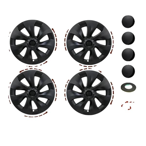 Hjulkapsel til Tesla Model Y, 19 Tommer, Symmetrisk Design,matte sort, make1, model2