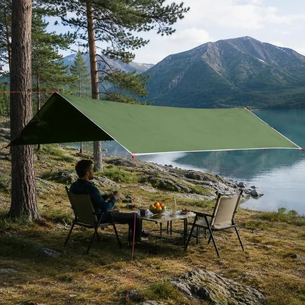 Camping Tarp, Vandtæt, Letvægtsdesign,Grøn