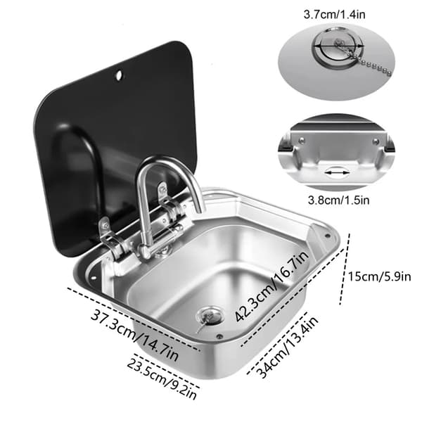 Handtvättsbasin, Kompakt Design, Hållbara Material,RV Handfat