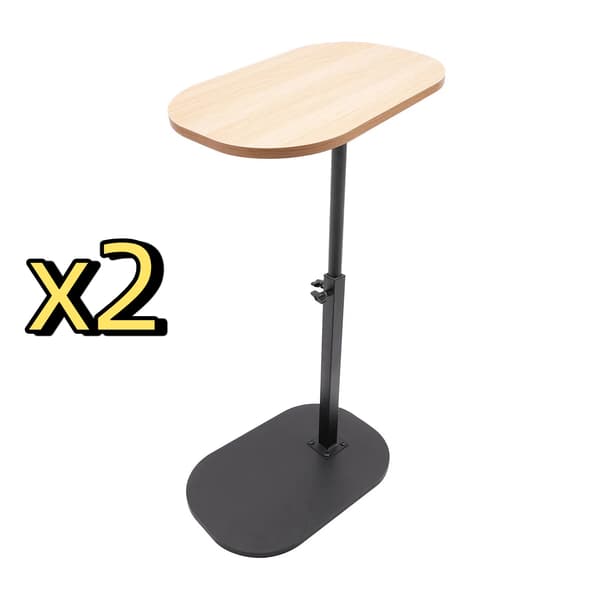 Sido Bord, C-formad Design, Justerbar Höjd,2 Trä
