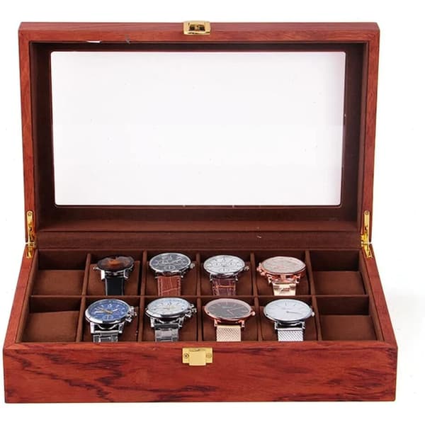 Ure Display Case, 12 Rum, Holdbar Opbevaring,Brun