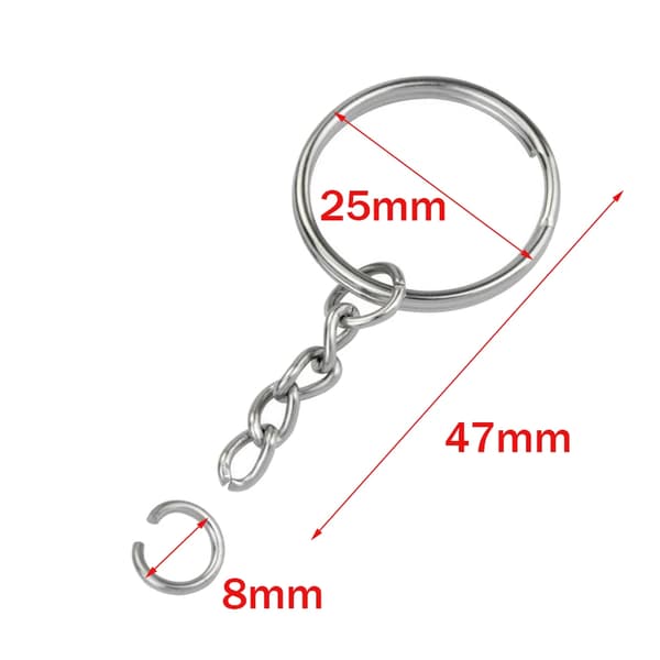 Nøglering, Metalmateriale, Ideel til DIY-projekter,100 Stykker, Rhodium-b