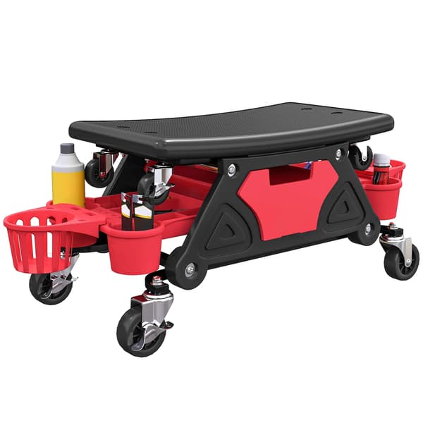 Mekanikerstol, Ergonomisk Design, Værktøjsopbevaring,rød