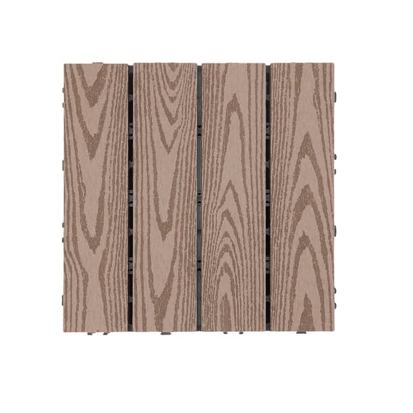Terrassefliser, Sammenklappeligt Design, Træstruktur Finish,Kaffe