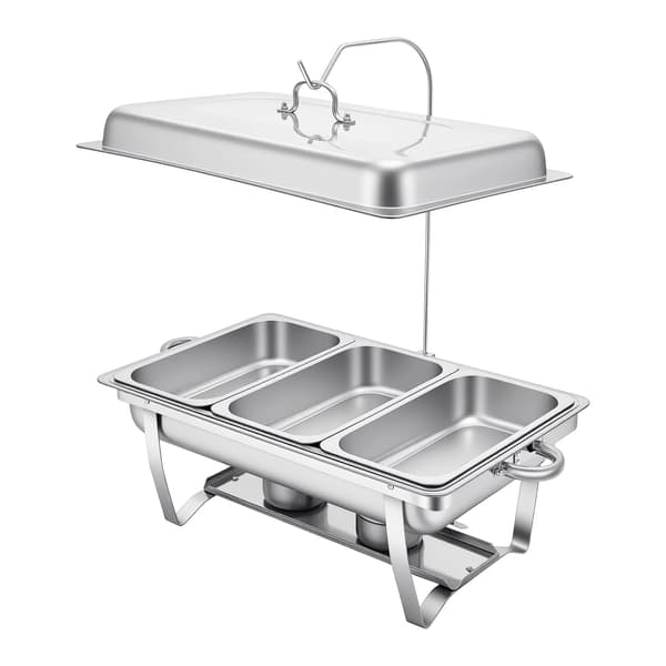 Chafing Dish, 410 Rustfrit Stål, 56*35.5*7.5 cm, 3 Madpander, 3L Kapacitet Hver, Bordmontering