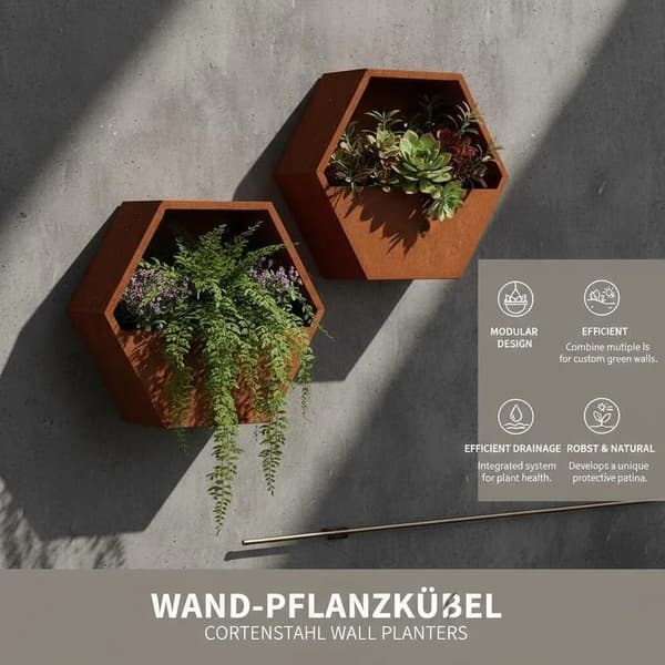 Vægplanter, Cortenstål, Pladsbesparende Design,hær grøn