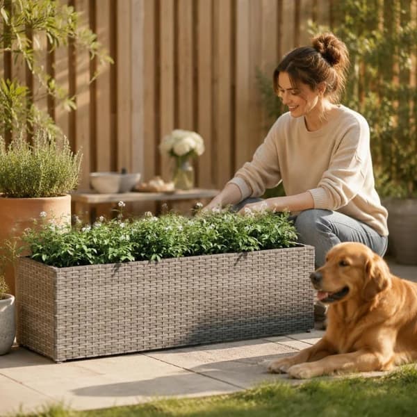 Planter, Multi-Kompartmentsdesign, Vejrbestandigt Materiale,Gris