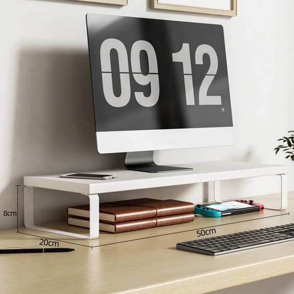 Skärmställ, Ergonomisk Design, Justerbar Höjd,C-50CM-Vit