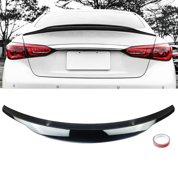 Bagspoiler, Holdbart ABS-materiale, Kompatibel med Infiniti Q50,Glansfuld Sort