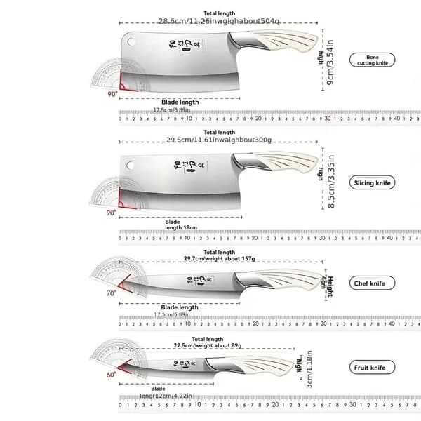 Kniv Sæt, 7-Delt Samling, Ergonomisk Design,Lys Gul