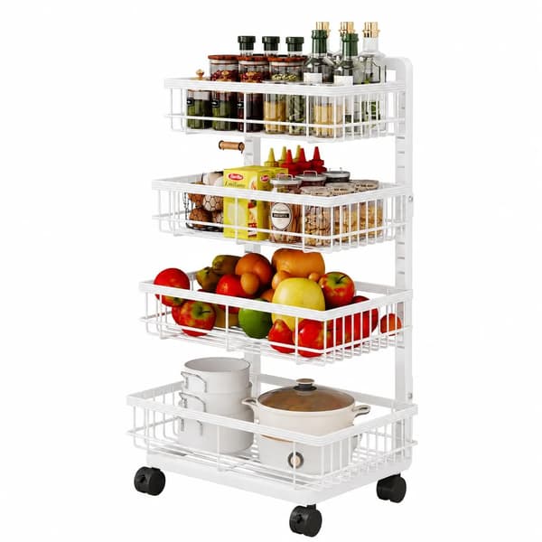 Förvaringsvagn, Slim Design, Hållbar Stål Konstruktion,VIT