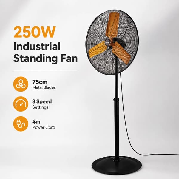 Gulvventilator, Metalblade, 3 Hastigheder,250W