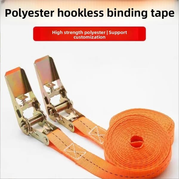 Lastremmar, Högstyrka Polyester, Bredd 2,5 cm, Längd 6 m, Säker Draghållfasthet 1 ton, Orange Färg