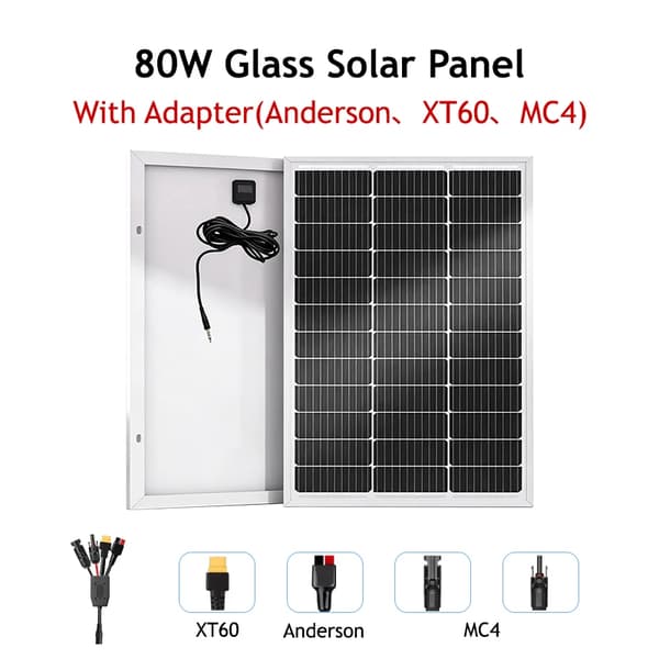Solpanel, Hög Effektivitet, Mångsidig Utomhusbruk,80w- Överföringskabel
