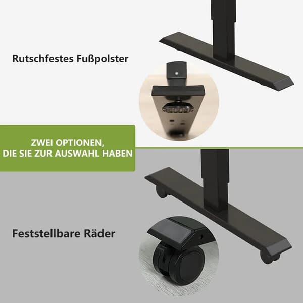 Højdejusterbart Skrivebordsramme, Dobbelt Motor System, Hukommelsesfunktion,Sort