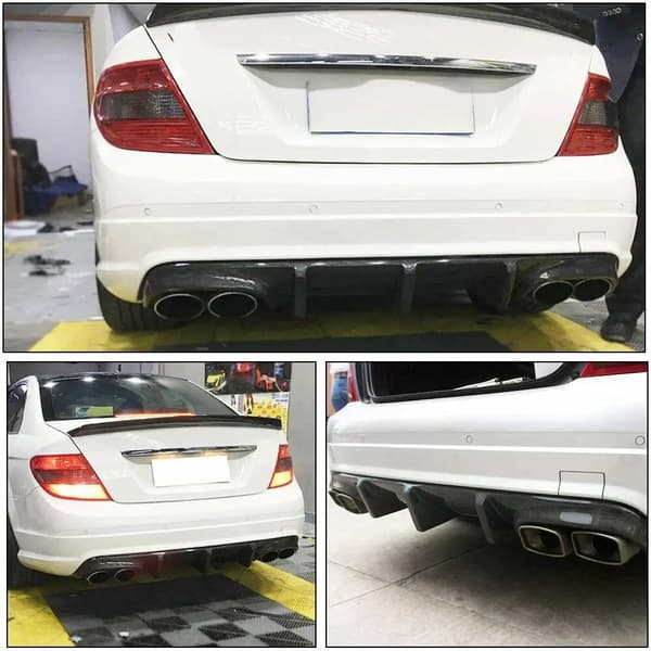 Bageste kofanger diffuser lip, ABS plast, AMG stil,Kulfiberlook