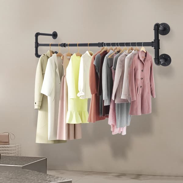 Tøjstativ, Industriel Stil, Vægbeslag Design,sort