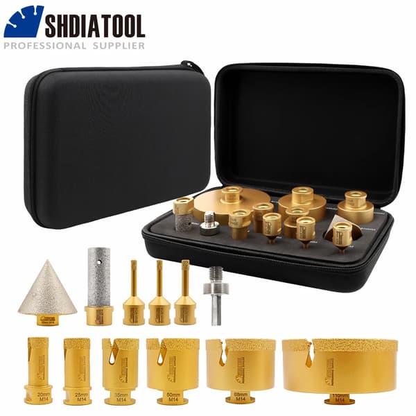 Bor Sæt, Diamantbelagt, Flere Størrelser,M14 Tråd, 12Pcs