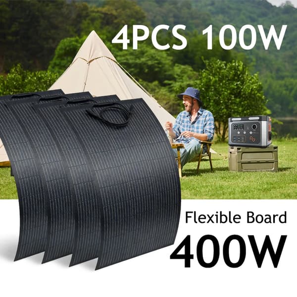 Solpanel, Flexibel Design, Vattentät Konstruktion,Flexibel 4PCS 100W
