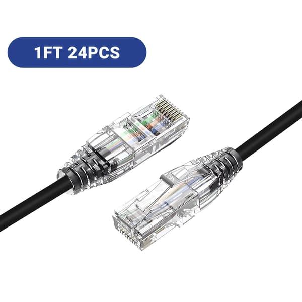 Ethernet Patch Kabel, 10Gbps Hastighed, Power over Ethernet Support,1FT 24PCS