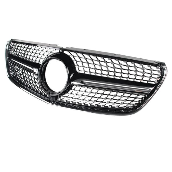 Framstötfångargrill, Diamantstil, Blank Yta,svart