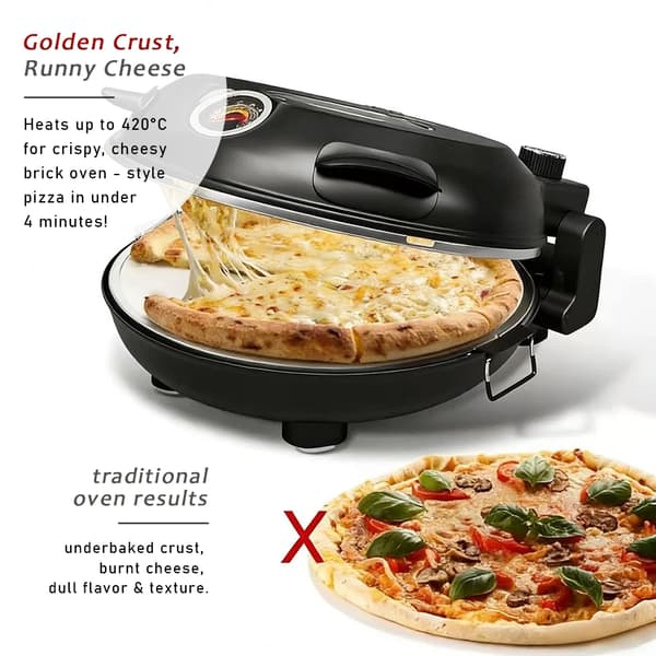 Elektrisk Pizzaovn, Keramisk Sten, Dobbeltkontrol,SORT-LMR