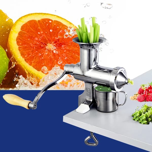 Juicer, Manuel Betjening, Rustfrit Stål Konstruktion,Sølv